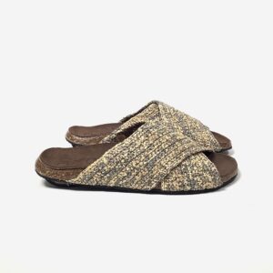 Bosabo cross band sandal, raphia chine Blue