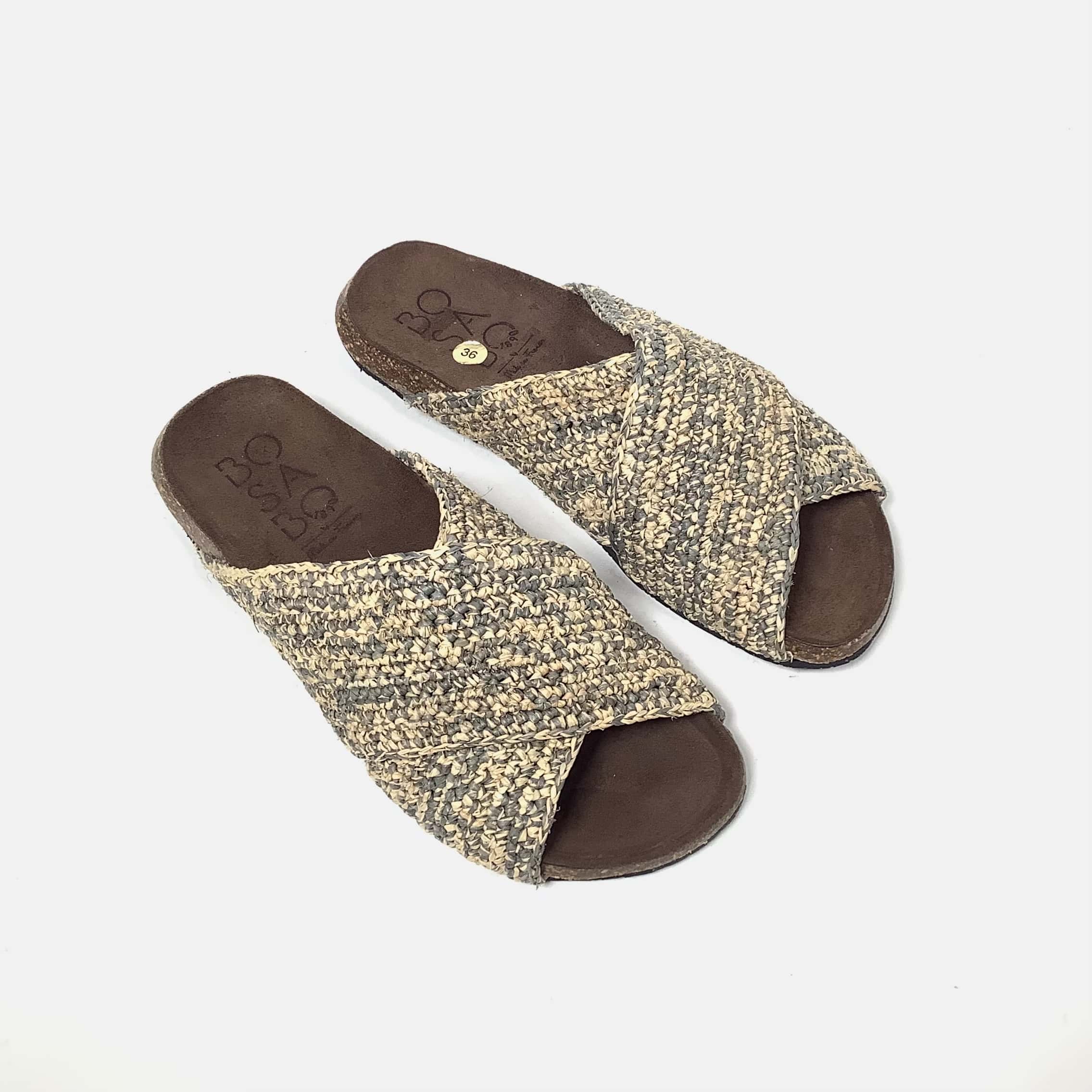 Bosabo cross band sandal, raphia chine Blue - Afbeelding 2