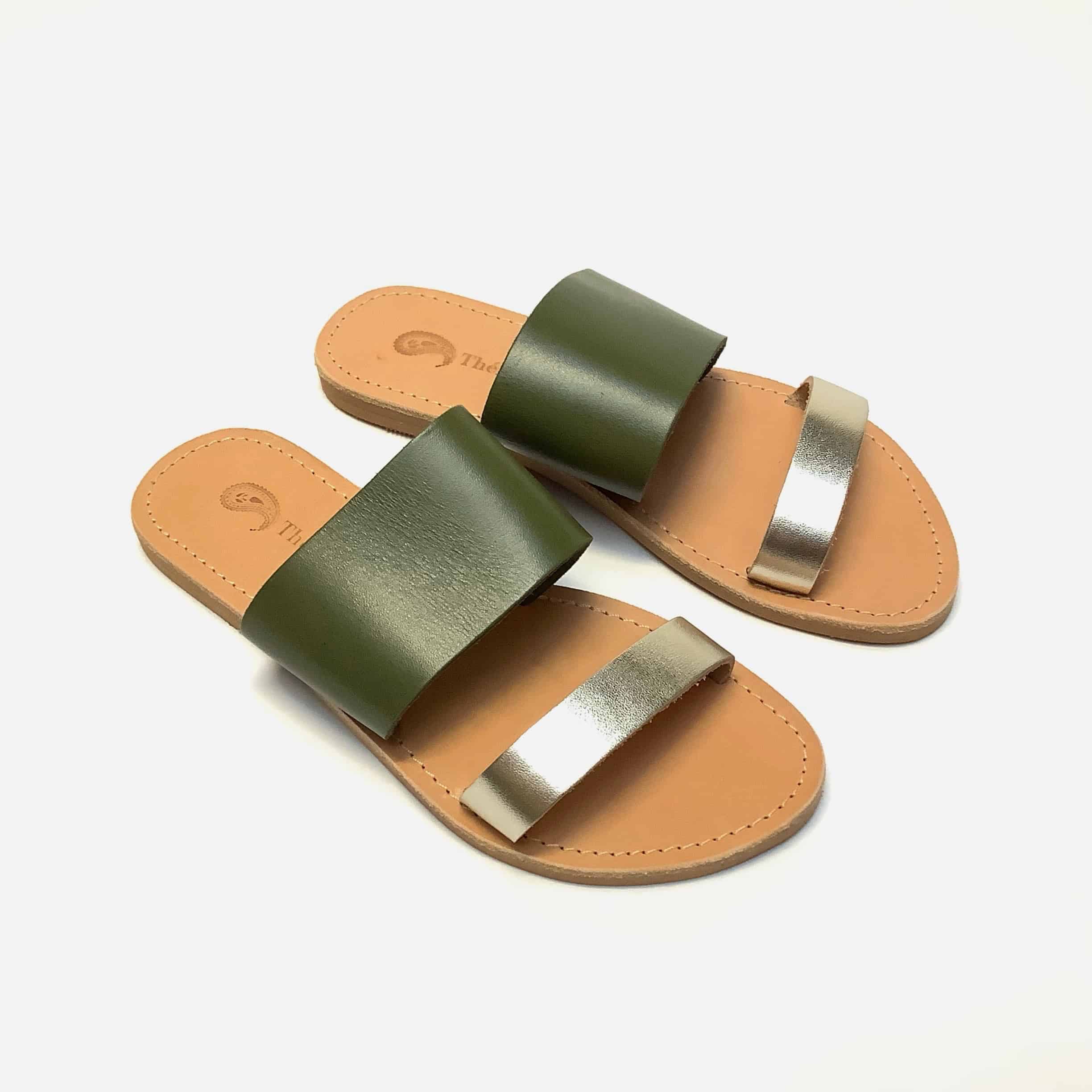 Théluto Charlotte sandal, Green-gold