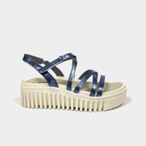 ART plateau velcro sandal, metalic Blue