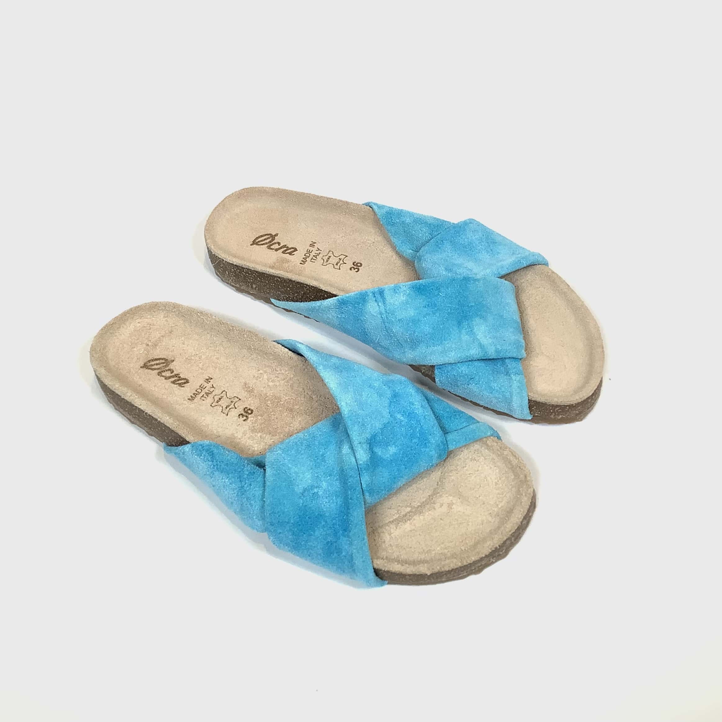 OCRA crossband sandal, washed Turqoise - Afbeelding 2